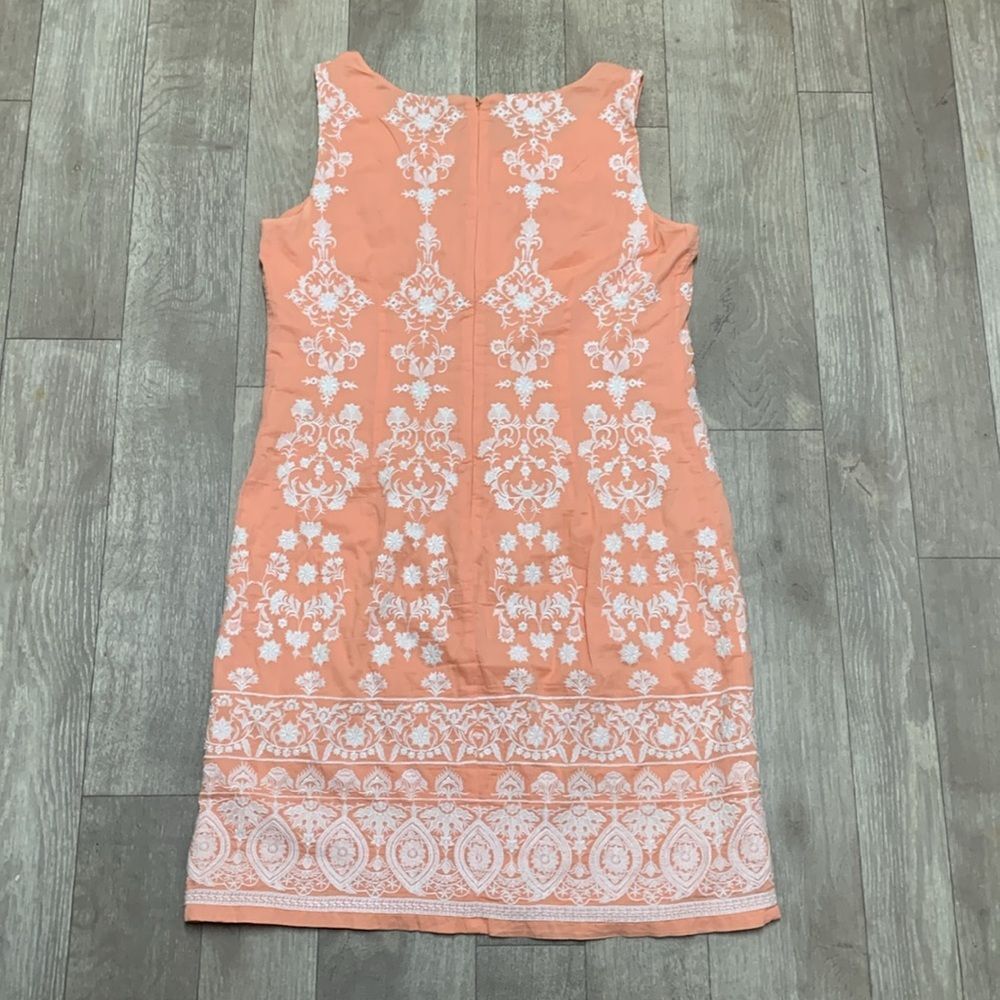 Womens Talbots Floral Embroidered Sleeveless Lined Boho Casual Midi Dress - Picture 2 of 8